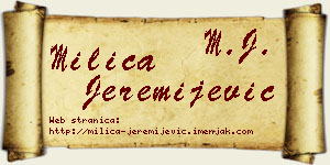 Milica Jeremijević vizit kartica